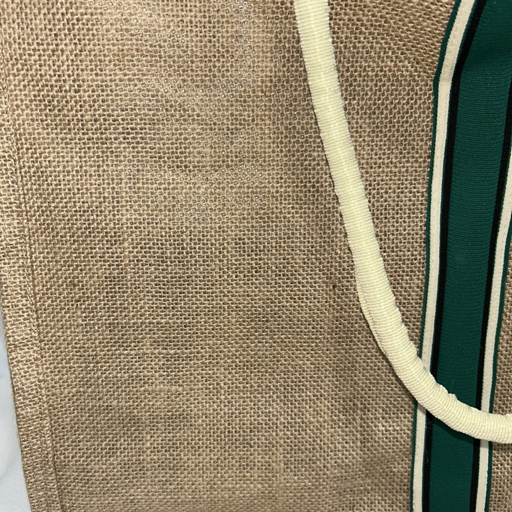 Acuario Burlap Flat Bottom Tote Large 18x14x5 Inches Zipper Closure New - Picture 2 of 6